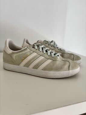 adidas Gazelle Suede Sneakers - Sage Green with Cream Stripes